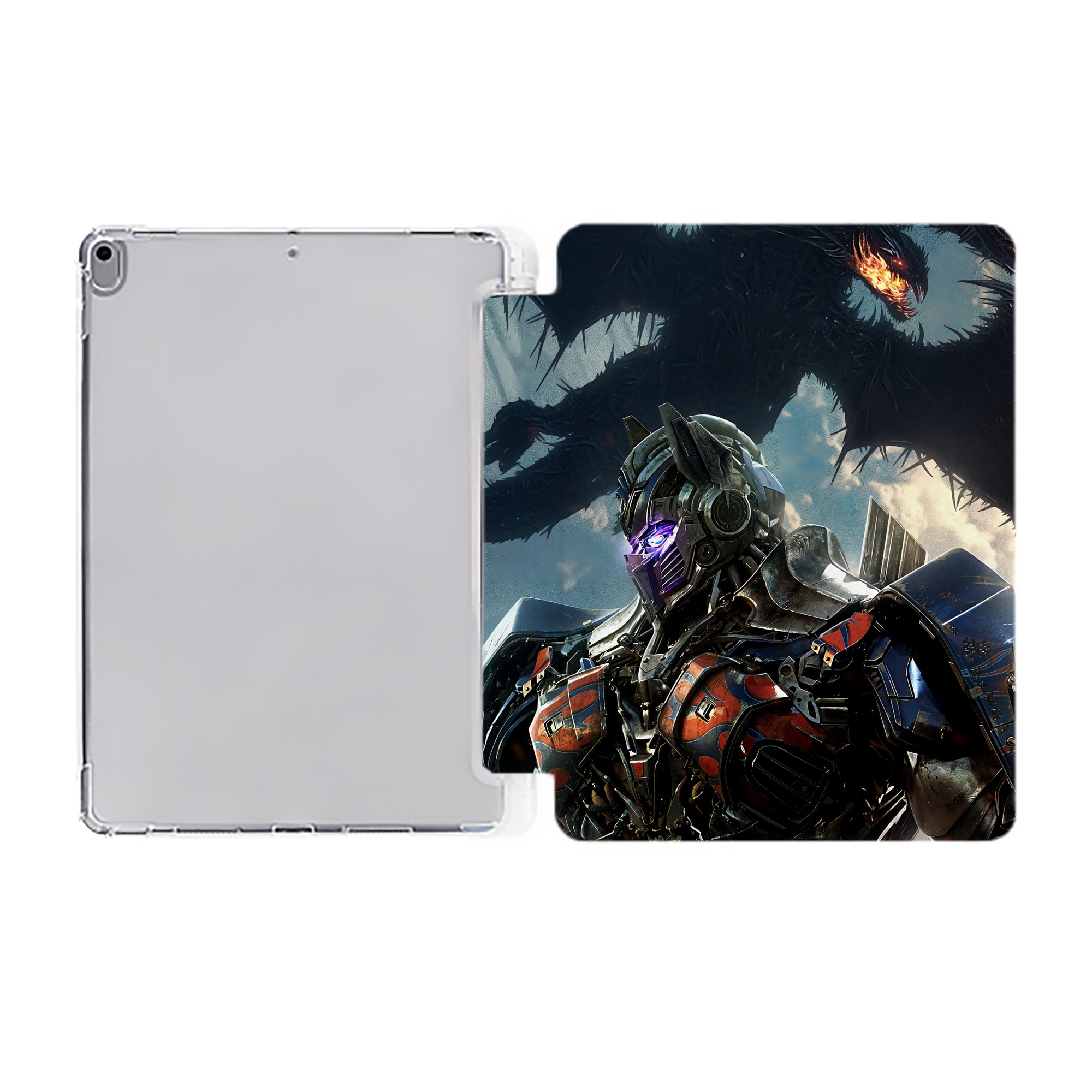 （画像用） Transformers トランスフォーマー IPad ケース ペン収納付き 三つ折りスタンド PUレザー×シリコン 対応機種9.5/10.5/10.9インチ